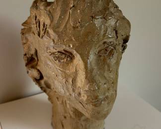 Neo classical Mid Century style modern pottery head 9 1/2" T
