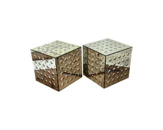 Mirrored Silver Cubes with Three Dimensional Glass Bubbles, American circa 1940s