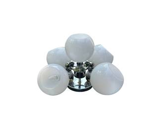Flushmount Bubble Light, White Globes Chrome 