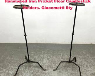 Lot 8 Pair Early 20th Century Blacksmithed Hammered Iron Pricket Floor Candlestick Holders. Giacometti Sty