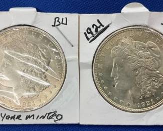 (2) 1921 MORGAN SILVER DOLLARS