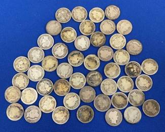 (50) SILVER BARBER DIMES
