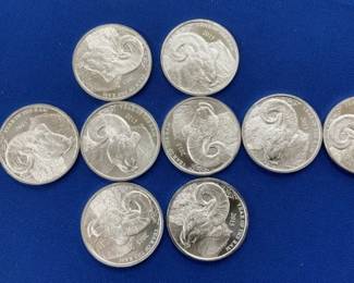 (10) 1 TROY OZ. SILVER RAM ROUNDS