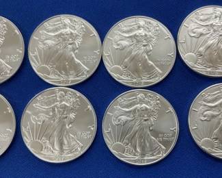 (8) UNC. SILVER AMERICAN EAGLES