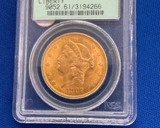 1907 $20 MS61 GOLD LIBERTY HEAD