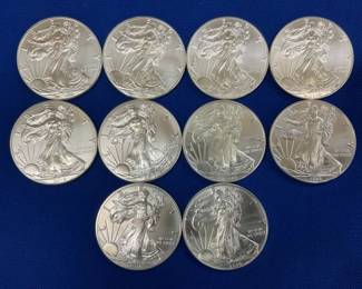 (10) UNC 2016 SILVER AMERICAN EAGLES