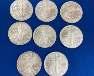 (8) UNC. 1OZ. SILVER AMERICAN EAGLES