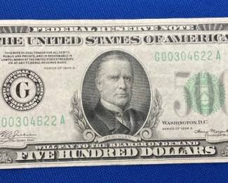 $500 1934A CHICAGO ILL BILL