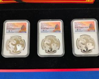 SET 3 SIVLER PANDA COINS 1 OZ EACH