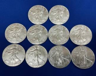 (10) UNC 2019 SILVER AMERICAN EAGLES