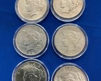 (6) 1922-23 PEACE SILVER DOLLARS