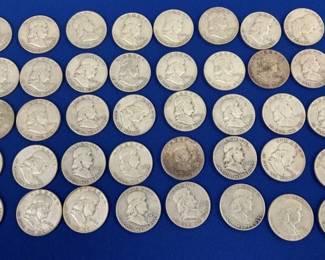(40) SILVER FRANKLIN HALVES 1949,1948D