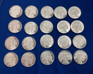 (20) 1 TROY OZ SILVER BUFFALO UNC