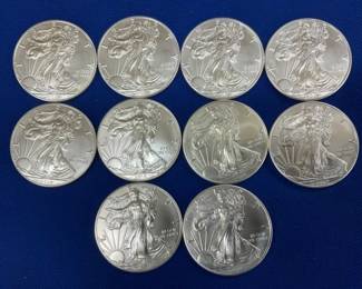 (10) UNC 2019 SILVER AMERICAN EAGLES