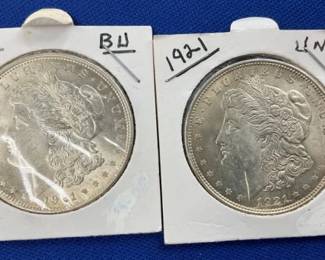 (2) 1921 MORGAN SILVER DOLLARS