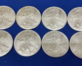 (8) 2003 UNC SILVER AMERICAN EAGLES