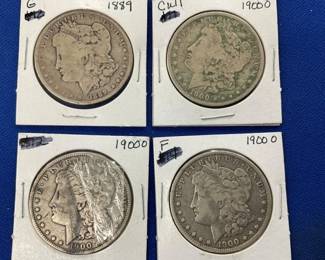 MORGAN SILVER DOLLARS (3) 1900-O, 1889