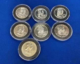 (7) FRANKLIN HALVES 1961,1963 SILVER