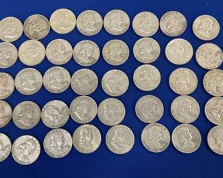 (40) SILVER FRANKLIN HALVES 90%