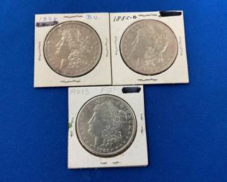 MORGAN SILVER DOLLARS 1885-O,1998, 1921S