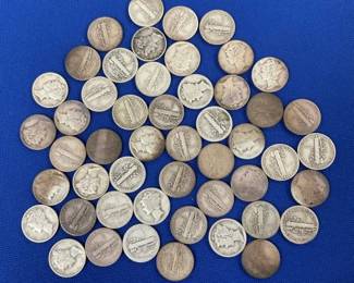 (50) SILVER MERCURY DIMES