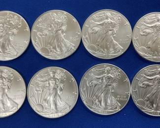 (8) 2018 UNC SILVER AMERICAN EAGLES
