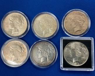 (5) PEACE SILVER DOLLARS