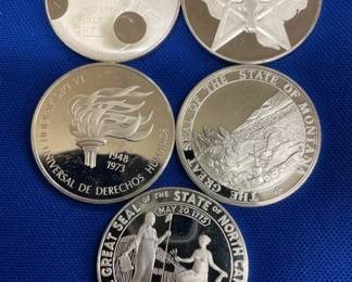 (5) 1 OZ SILVER ROUNDS