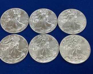 (6) UNC 1999 SILVER AMERICAN EAGLES