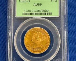 1895 O $10 AU55 GOLD LIBERTY HEAD