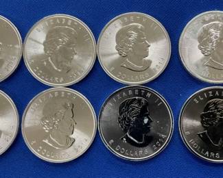 (8) SILVER UNC 2014 CANADA ROUNDS