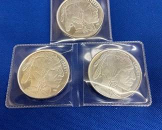 (3) 1 TROY OZ SILVER BUFFALOS