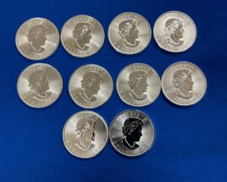 1 TROY OZ. UNC CANADA MAPLE LEAF ROUNDS
