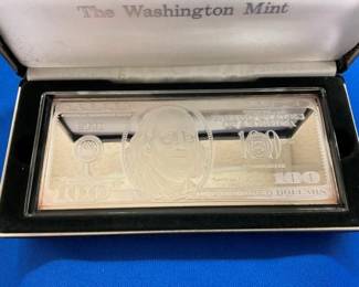 2001 $100 SILVER PROOF #0781 WASHINGTON