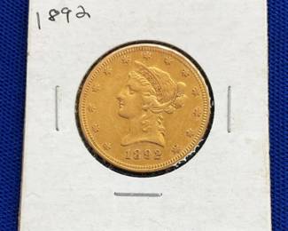 1892 GOLD $10 LIBERTY HEAD