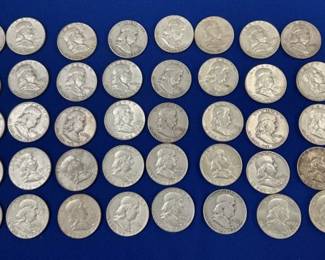 (40) 90% SILVER FRANKLIN HALVES