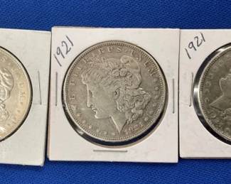 (3) 1921 MORGAN SILVER DOLLARS