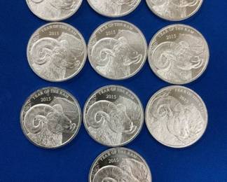 (10) 1OZ. SILVER RAM ROUNDS