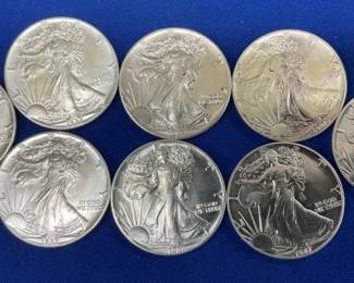 (8) UNC 1987 SILVER AMERICAN EAGLES