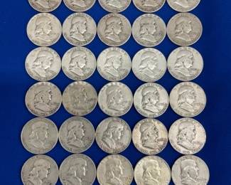 (40) 1950'S SILVER FRANKLIN HALVES