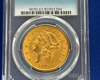 1906 D $20 PCGS MS61 GOLD LIBERTY HEAD