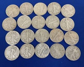 (20) 1940'S WALKING LIB. HALVES 90%