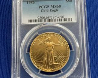 1986 $50 GOLD PCGS MS68 GOLD EAGLE
