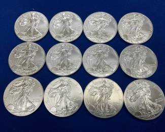 (12) UNC 2015 SILVER AMERICAN EAGLES