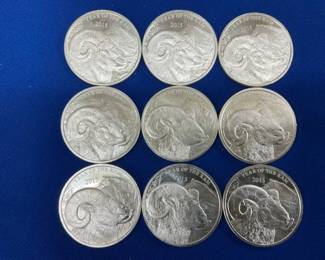 (9) UNC 2015 1 OZ SILVER ROUNDS