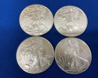 (4) UNC 2010 SILVER AMERICAN EAGLES
