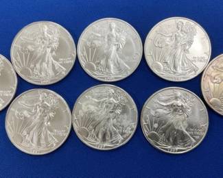 (8) UNC 1997 SILVER AMERICAN EAGLES