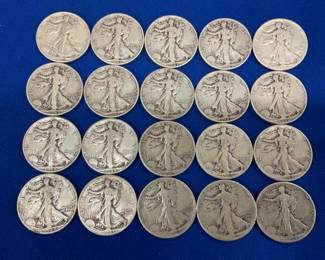 (20) 1940'S SILVER WALKING LIBERTY 1/2S