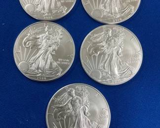 (5) 2014 UNC SILVER AMERICAN EAGLES