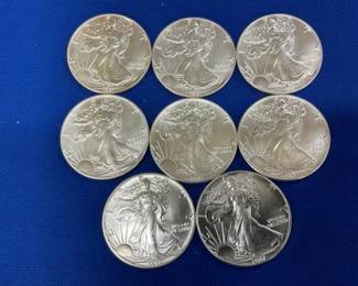 (8) 1987 UNC SILVER AMERICAN EAGLES